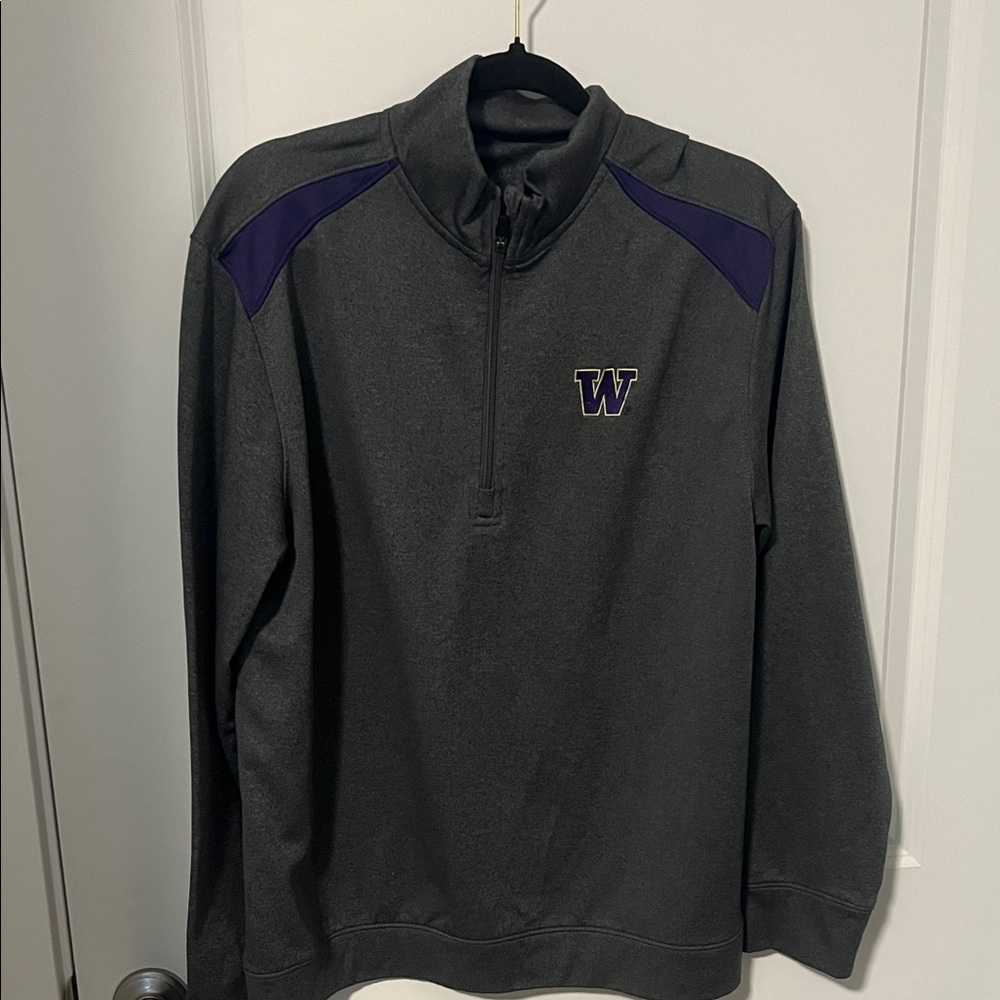Men's Gray and Purple Quarter-Zip Sweater